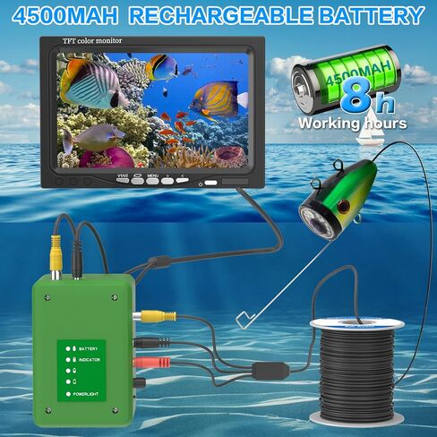 Seblub Fishing Camera Underwater Ice Fish Gear Equipment with Depth Temperature Display 7'' LCD Infrared Fish Finder 30m -F009SH in Saudi Arabia