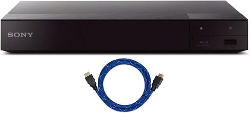Sony 4K Upscaling 3D Streaming Blu-Ray Disc Player (Black) Bundle with Nylon-Braided HDMI Cable (2 Items) in Saudi Arabia