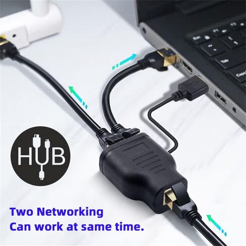 100Mbps STP UTP RJ45 8P8C Plug to Dual RJ45 HUB Splitter Network Ethernet Switcher Adapter in Kuwait