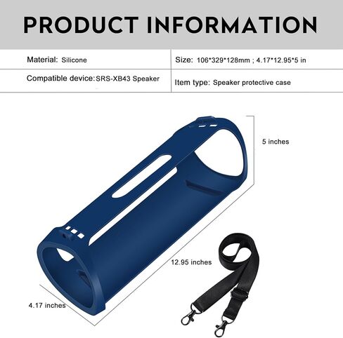 AZTOPA Travel Silicone Case Cover Replacement for Sony SRS-XB43 Extra BASS Wireless Speaker in Kuwait