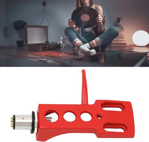 غطاء راس لخرطوشة القرص الدوار، مجموعة خرطوشة كومبو مع صوت أنقى وأكثر ثراء، سهلة التوصيل، حامل ابرة ستايلس فينيل ال بي للاجهزة الراقية، رؤوس فونو (احمر) in Kuwait