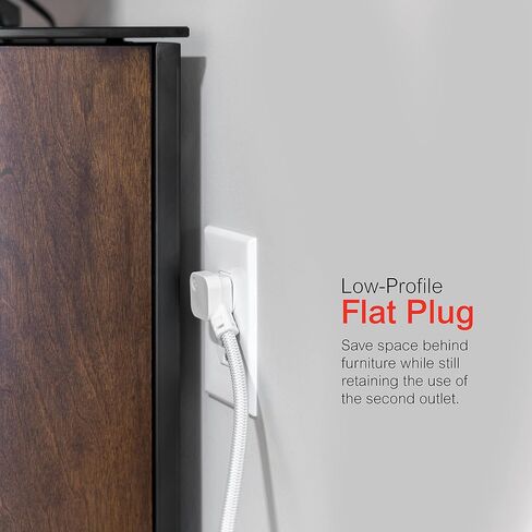 GE UltraPro 6-Outlet Surge Protector, 2 Ft Designer Braided Extension Cord, 560 Joules, Flat Plug, Wall Mount, UL Listed, Black, 45266 in Saudi Arabia