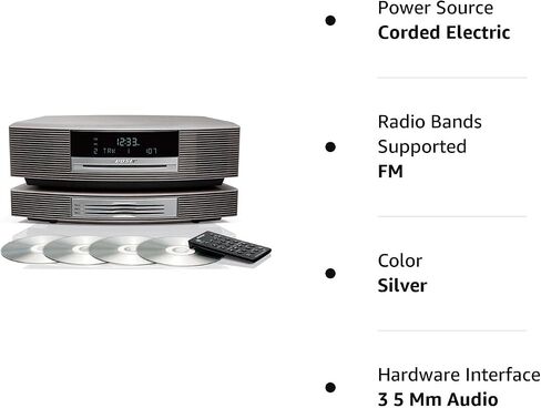 نظام الموسيقى Bose® Wave® مع مبدل الأقراص المضغوطة المتعددة - فضي تيتانيوم in Kuwait