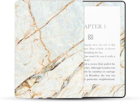 MightySkins Glossy Glitter Skin Compatible with Amazon Kindle Paperwhite 5 6.8-inch 11th Gen (2021) Full Wrap - Antique Marble | Protective High-Gloss Glitter Finish | Easy to Apply | Made in The USA in Saudi Arabia