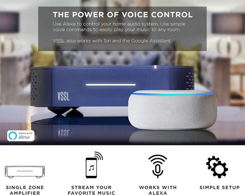 مضخم صوت VSSL A.1x ثنائي القناة، متوافق مع AirPlay 2، Chromecast، Amazon Alexa، Spotify Connect، Bluetooth in Kuwait