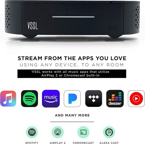 مضخم صوت VSSL A.1x ثنائي القناة، متوافق مع AirPlay 2، Chromecast، Amazon Alexa، Spotify Connect، Bluetooth in Kuwait