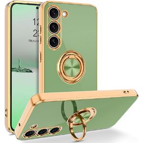 BENTOBEN for Samsung Galaxy S23 Case, 360° Ring Holder Kickstand Support Car Mount Elegant Plating Edge Slim Shockproof Soft TPU Protective Phone Cover for Samsung Galaxy S23 6.1" 2023, Blue