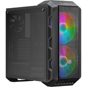 Cooler Master MasterCase H500M ARGB Airflow ATX Mid-Tower مع مجموعة ألواح زجاجية مقواة رباعية مع لوحة مفاتيح ميكانيكية للألعاب (فضية)، ولوحة ماوس للألعاب، ومروحة SF120P ARGB (زوج) (5 عناصر) in Kuwait