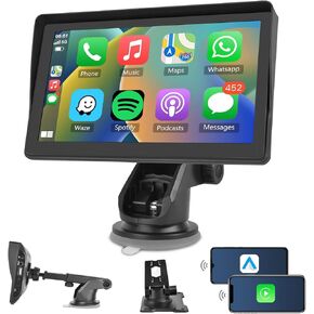 Portable Apple Car play Stereo Dash Mount,Wireless Carplay Screen for Car plug in with Android Auto,podofo 7'' IPS Touch Screen Car Audio Receiver Bluetooth GPS Navigation AUX Cable USB/TF Video Input in Saudi Arabia