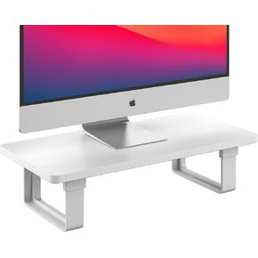 Bamboo Monitor Stand Riser with 50 LB Capacity, Stable Wood Computer Stand for Desk Organizers, Anti-slip Computer Riser Monitor Shelf for PC Laptop Notebook Printer Computer iMac, 1-Step Installation
