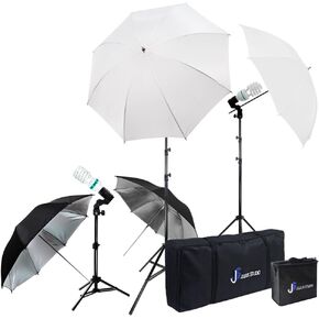 طقم إضاءة بورتريه لتصوير الفيديو من يوليوس ستوديو، عاكس مظلة باللونين الأبيض والأسود، لمبة مستمرة ومقبس مع إدراج مظلة، حامل ثلاثي القوائم للضوء، حقيبة حمل، استوديو للصور، JSAG284V2 in Kuwait