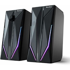 زوو شي مكبرات صوت للكمبيوتر المكتبي 2.0 قناة هاي فاي ستيريو للالعاب مع اوضاع اضاءة LED ملونة، صوت جهوري محسن وتحكم سهل الوصول في مستوى الصوت، يعمل بمنفذ USB مع مدخل AUX 3.5 ملم in Kuwait