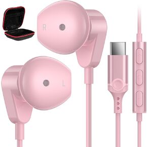 ابيتو سماعات راس USB C لايباد برو ايفون 15 15 برو، سماعات اذن هاي فاي ستيريو USB نوع C سلكية مع ميكروفون للتحكم في مستوى الصوت لسامسونج S23 الترا S22 S21 FE A54 A53 Z فليب 5 فولد 5، ون بلس، هواوي