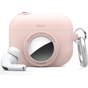 غطاء Elago Snapshot متوافق مع Apple AirPods Pro، متوافق مع AirTags [أسود] - تصميم كلاسيكي لطيف للكاميرا، حافظة تحديد الموقع، حماية من السقوط، حلقة مفاتيح متضمنة، جهاز التتبع غير متضمن in Kuwait