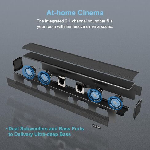 شريط صوت BESTISAN مع بلوتوث 5.0 وتوصيلات سلكية أشرطة صوت منزلية للتلفزيون (50 وات، 3 أوضاع صوت، تحكم باللمس، منفذ فرعي، صوت جهير قابل للتعديل، قابل للتركيب، إصدار 2023) in Kuwait