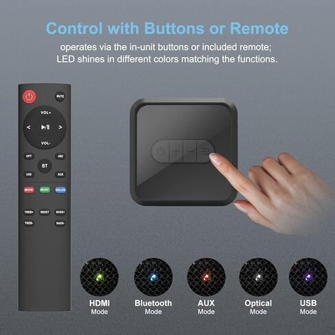 شريط صوت BESTISAN مع بلوتوث 5.0 وتوصيلات سلكية أشرطة صوت منزلية للتلفزيون (50 وات، 3 أوضاع صوت، تحكم باللمس، منفذ فرعي، صوت جهير قابل للتعديل، قابل للتركيب، إصدار 2023) in Kuwait