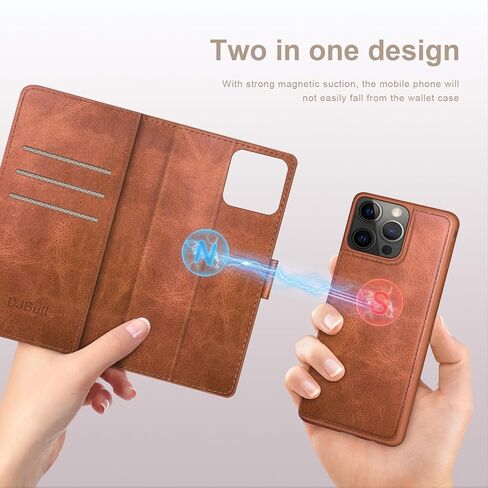 for iPhone 13 Pro 2-in-1 Detachable Wallet case with Credit Card Holder【RFID Blocking】,Flip Folio Book PU Leather Protective Cover Women Men for Apple 13Pro Phone case Light Coffee in Kuwait
