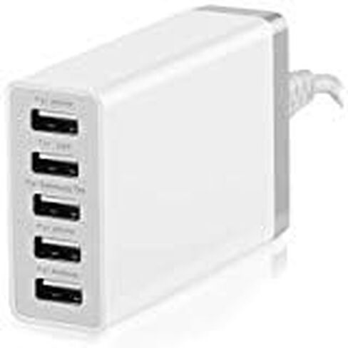 قاعدة شحن من الخيزران مع شاحن USB بخمسة منافذ و5 كابلات - الخيزران الطبيعي in Kuwait