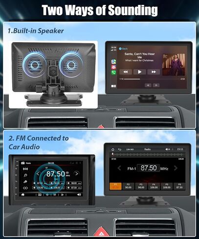حامل لوحة قيادة ستيريو محمول من Apple Car Play، شاشة Carplay لاسلكية لتوصيل السيارة مع Android Auto، podofo 7 بوصة IPS تعمل باللمس، جهاز استقبال صوت السيارة، بلوتوث GPS للملاحة AUX، كابل USB/TF مدخل فيديو in Saudi Arabia