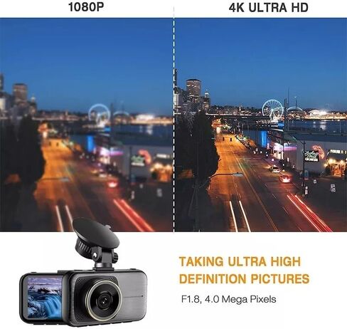 كاميرا 4K Full UHD 2 في 1 أمامية وخلفية داش كام شاشة 3 بوصة واي فاي لوحة قيادة مزدوجة للسيارة كاميرا مراقبة للسيارة مسجل فيديو 170 درجة زاوية واسعة كشف الحركة مستشعر G شاشة وقوف السيارات WDR رؤية ليلية 64 جيجابايت in Kuwait