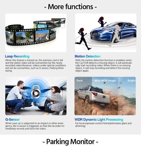 كاميرا 4K Full UHD 2 في 1 أمامية وخلفية داش كام شاشة 3 بوصة واي فاي لوحة قيادة مزدوجة للسيارة كاميرا مراقبة للسيارة مسجل فيديو 170 درجة زاوية واسعة كشف الحركة مستشعر G شاشة وقوف السيارات WDR رؤية ليلية 64 جيجابايت in Kuwait