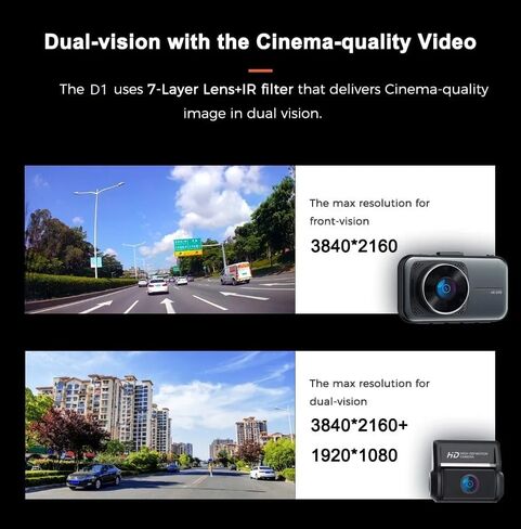كاميرا 4K Full UHD 2 في 1 أمامية وخلفية داش كام شاشة 3 بوصة واي فاي لوحة قيادة مزدوجة للسيارة كاميرا مراقبة للسيارة مسجل فيديو 170 درجة زاوية واسعة كشف الحركة مستشعر G شاشة وقوف السيارات WDR رؤية ليلية 64 جيجابايت in Kuwait