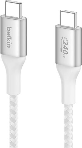 كابل طاقة Belkin BoostCharge USB-C إلى USB-C (2 متر، 6.6 قدم)، كابل شحن سريع مع توصيل طاقة 240 واط، معتمد USB-IF، متوافق مع MacBook Pro وChromebook وSamsung Galaxy وiPad والمزيد - أسود in Saudi Arabia