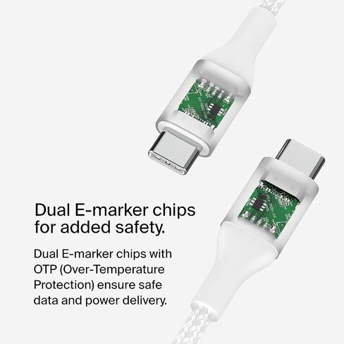 كابل طاقة Belkin BoostCharge USB-C إلى USB-C (2 متر، 6.6 قدم)، كابل شحن سريع مع توصيل طاقة 240 واط، معتمد USB-IF، متوافق مع MacBook Pro وChromebook وSamsung Galaxy وiPad والمزيد - أسود in Saudi Arabia