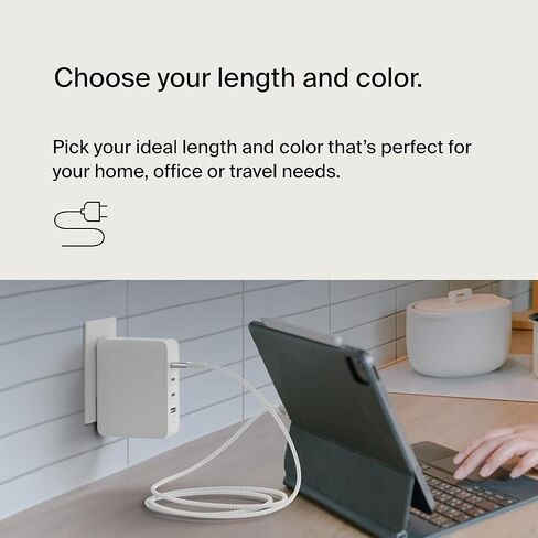كابل طاقة Belkin BoostCharge USB-C إلى USB-C (2 متر، 6.6 قدم)، كابل شحن سريع مع توصيل طاقة 240 واط، معتمد USB-IF، متوافق مع MacBook Pro وChromebook وSamsung Galaxy وiPad والمزيد - أسود in Saudi Arabia