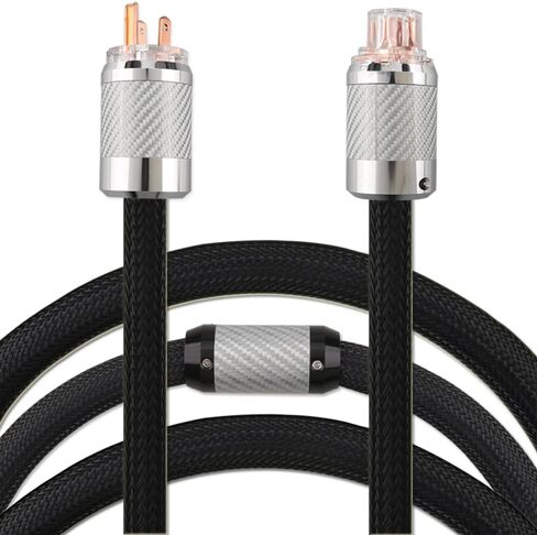 Audiophile HiFi Power Cord, 12AWG US AC Main Supply Cable, NEMA 5-15P Carbon Fibre Red Pure Copper Plug IEC320-C15 Female Connector, 125V/15A for Speaker, Subwoofer, Turntable, AMP, DAC (2m/6.56ft) in Saudi Arabia