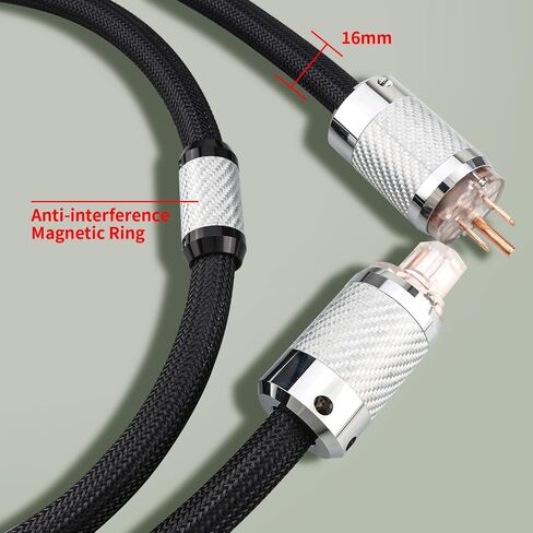 Audiophile HiFi Power Cord, 12AWG US AC Main Supply Cable, NEMA 5-15P Carbon Fibre Red Pure Copper Plug IEC320-C15 Female Connector, 125V/15A for Speaker, Subwoofer, Turntable, AMP, DAC (2m/6.56ft) in Saudi Arabia