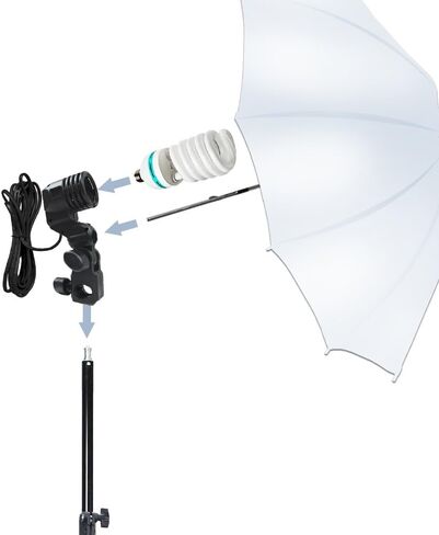 طقم إضاءة بورتريه لتصوير الفيديو من يوليوس ستوديو، عاكس مظلة باللونين الأبيض والأسود، لمبة مستمرة ومقبس مع إدراج مظلة، حامل ثلاثي القوائم للضوء، حقيبة حمل، استوديو للصور، JSAG284V2 in Kuwait