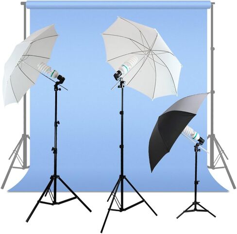 طقم إضاءة بورتريه لتصوير الفيديو من يوليوس ستوديو، عاكس مظلة باللونين الأبيض والأسود، لمبة مستمرة ومقبس مع إدراج مظلة، حامل ثلاثي القوائم للضوء، حقيبة حمل، استوديو للصور، JSAG284V2 in Kuwait