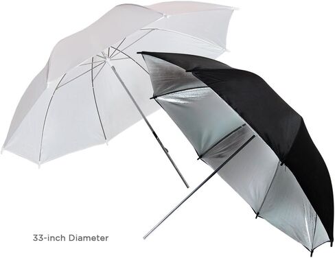 طقم إضاءة بورتريه لتصوير الفيديو من يوليوس ستوديو، عاكس مظلة باللونين الأبيض والأسود، لمبة مستمرة ومقبس مع إدراج مظلة، حامل ثلاثي القوائم للضوء، حقيبة حمل، استوديو للصور، JSAG284V2 in Kuwait