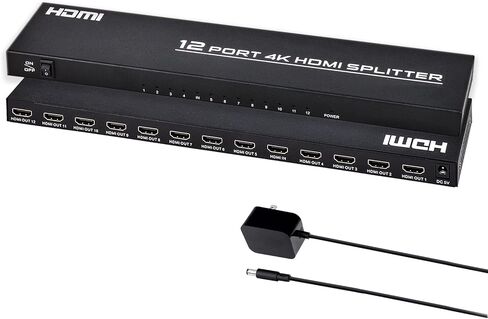 HDMI Splitter 1 in 12 Out, 4K@30Hz Powered Video Split Duplicator/Distributor Duplicate/Mirror Screen, 3D 4K for Watching Sports Matches, Exhibitions, TV Stores in Kuwait