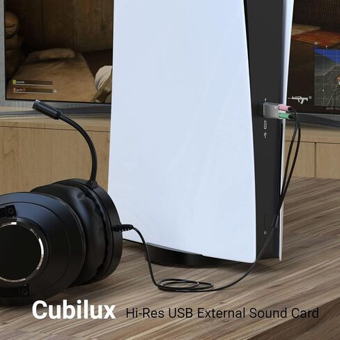 Cubilux USB إلى 3.5 مم محول صوت جاك، كابل USB A إلى AUX مع محول TRRS 4 أقطاب، بطاقة صوت ستيريو خارجية متوافقة مع PS5 PS4، Windows Linux Laptop PC Raspberry Pi، 4 أقدام in Kuwait