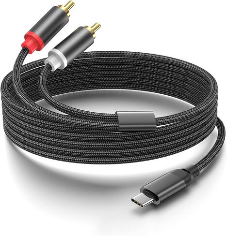 كيبل صوت ستيريو USB C الى 2 ذكر ار سي ايه بطول 6 قدم، محول USB نوع C الى 2 ذكر ار سي ايه سلك ستيريو - 3 قدم in Saudi Arabia