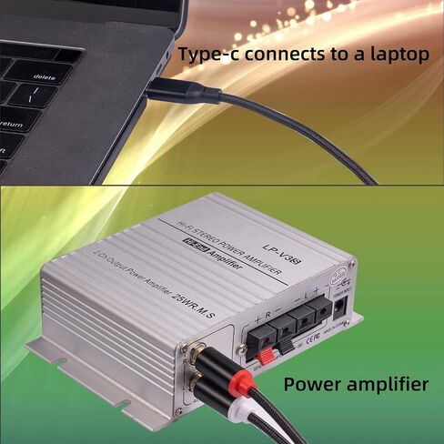 كيبل صوت ستيريو USB C الى 2 ذكر ار سي ايه بطول 6 قدم، محول USB نوع C الى 2 ذكر ار سي ايه سلك ستيريو - 3 قدم in Saudi Arabia