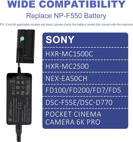محول التيار المتردد DSTE ومجموعة شاحن البطارية الدمية يستبدل بطارية NP-F550 المتوافقة مع كاميرا Sony CCD-RV100 CCD-RV200 CCD-SC5 CCD-SC9 CCD-TR1 CCD-TR940 CCD-TR917 in Kuwait