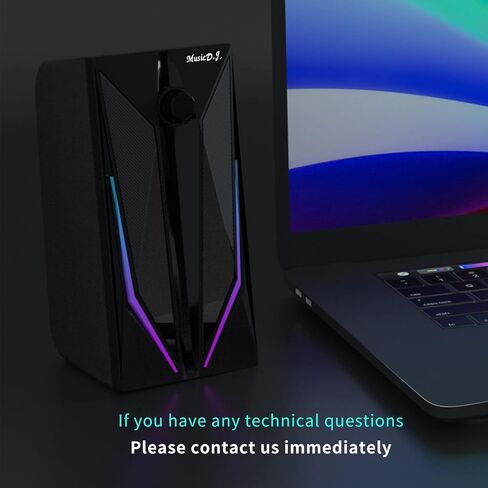 زوو شي مكبرات صوت للكمبيوتر المكتبي 2.0 قناة هاي فاي ستيريو للالعاب مع اوضاع اضاءة LED ملونة، صوت جهوري محسن وتحكم سهل الوصول في مستوى الصوت، يعمل بمنفذ USB مع مدخل AUX 3.5 ملم in Kuwait