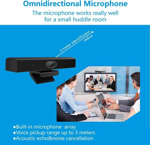 3-in-1 Full HD 1080P Conference Webcam with Microphone and Speaker, Wide Angle USB Video Conference Camera for Mac, PC, Laptop, Desktop(Black) in Kuwait
