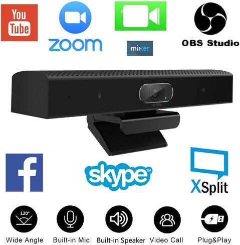 3-in-1 Full HD 1080P Conference Webcam with Microphone and Speaker, Wide Angle USB Video Conference Camera for Mac, PC, Laptop, Desktop(Black) in Kuwait