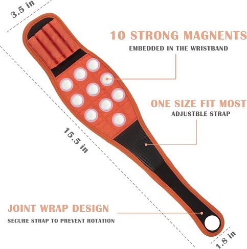 BTAMUD Magnetic Wristband for Holding Screws Magnet Tool Holder 10 Strong Magnets Holds Nails, Drill Bit,Convenience for Handyman, Carpenters, Mechanics Stocking Stuffers Gifts for Men in Kuwait