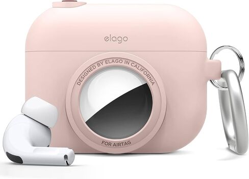 غطاء Elago Snapshot متوافق مع Apple AirPods Pro، متوافق مع AirTags [أسود] - تصميم كلاسيكي لطيف للكاميرا، حافظة تحديد الموقع، حماية من السقوط، حلقة مفاتيح متضمنة، جهاز التتبع غير متضمن in Saudi Arabia
