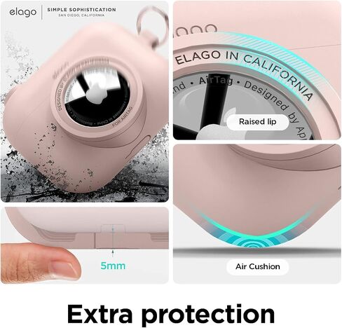 غطاء Elago Snapshot متوافق مع Apple AirPods Pro، متوافق مع AirTags [أسود] - تصميم كلاسيكي لطيف للكاميرا، حافظة تحديد الموقع، حماية من السقوط، حلقة مفاتيح متضمنة، جهاز التتبع غير متضمن in Saudi Arabia