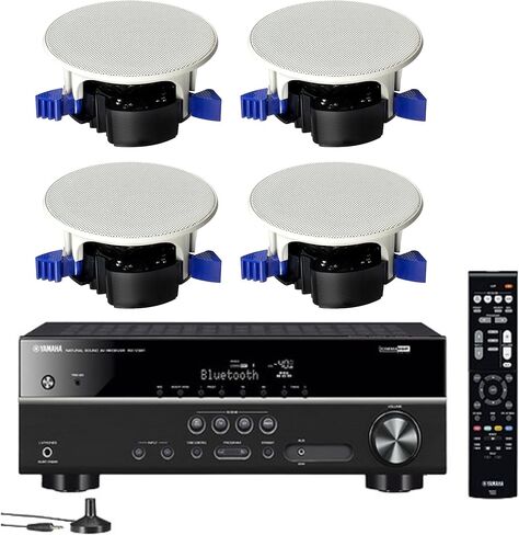 YAMAHA 5.1 قناة لاسلكية بلوتوث 4K A/V مستقبل مسرح منزلي سهل التركيب صوت طبيعي مقاوم للرطوبة 6.5 بوصة مكبرات صوت عالية الأداء في السقف (مجموعة من 4) in Saudi Arabia