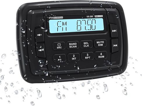 Marine Stereo Radio FM/AM USB for ATV UTV RZR XP900 Motorcycle Boat Golf Cart Truck SPA Powersports Car Vehicles Headunit Sound System Compatible with Bluetooth in Saudi Arabia