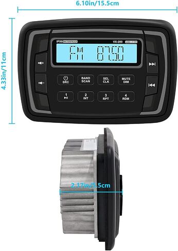 Marine Stereo Radio FM/AM USB for ATV UTV RZR XP900 Motorcycle Boat Golf Cart Truck SPA Powersports Car Vehicles Headunit Sound System Compatible with Bluetooth in Saudi Arabia