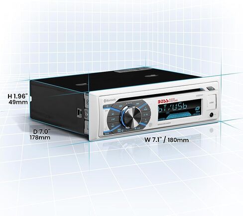 BOSS Audio Systems MR508UABW Marine Boat Stereo - Single Din, Bluetooth Audio and Calling Head Unit, AM/FM Radio Receiver, CD Player, Weatherproof, USB in Saudi Arabia