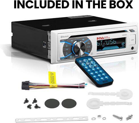 BOSS Audio Systems MR508UABW Marine Boat Stereo - Single Din, Bluetooth Audio and Calling Head Unit, AM/FM Radio Receiver, CD Player, Weatherproof, USB in Saudi Arabia